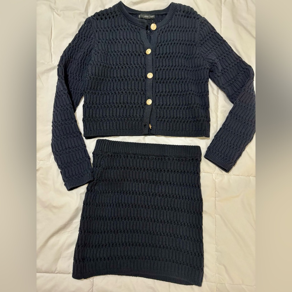 Mango Navy Knit Skirt